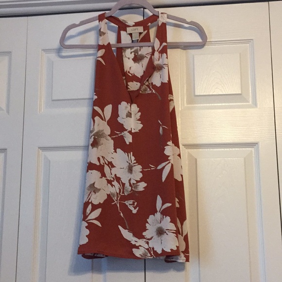 LOFT Tops - LOFT orange & white floral top, size L